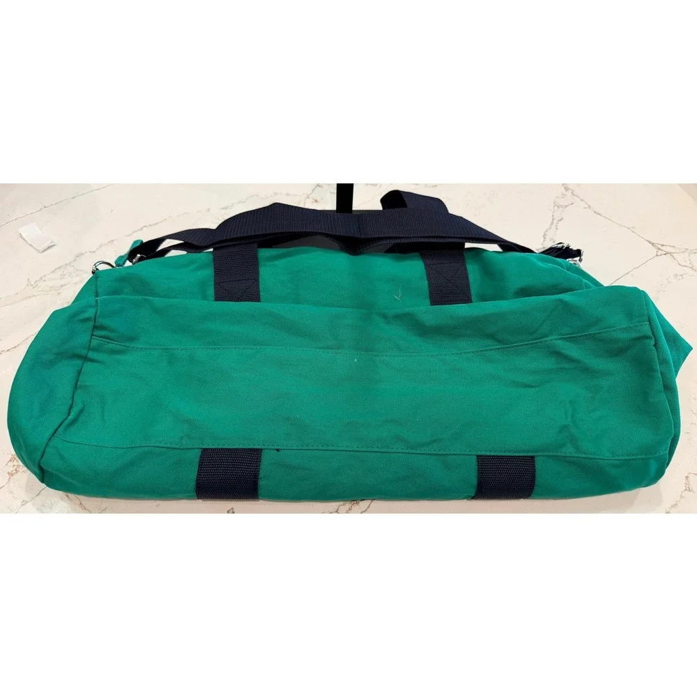 Tommy Hilfiger Duffel Bag Green Navy Trim Logo‎ Stripe Gym Travel Carry On NEW